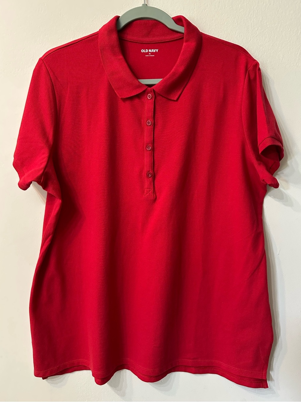 Old Navy Women’s XL Polo Shirt Red Short Sleeve Cotton Blend Stretch